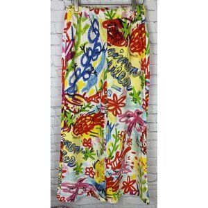SIMON MILLER Lagga Pant Linen Wide Leg Pants Colorful Print Women's Size Medium
